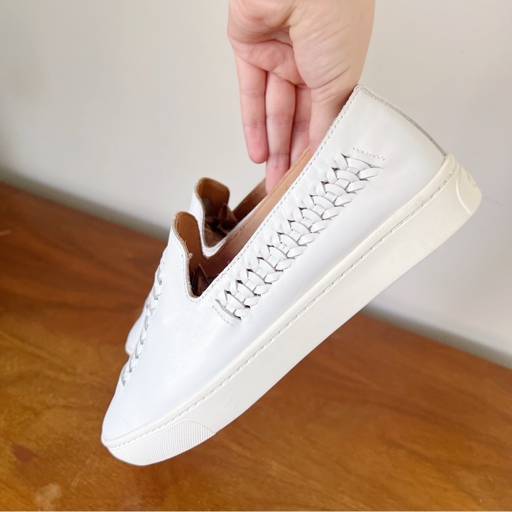 Soludos • Woven Leather Platform Sneakers white slip on flatform boho summer - Picture 5 of 8